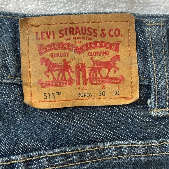 Levi's 511 Slim Fit Jeans Dark Wash Denim Mens 30x30 Basic Casual Vintage - Picture 6 of 10